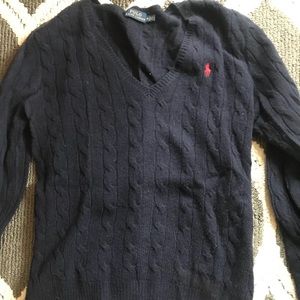 Ralph Lauren Pull Over Cable Knit V Neck Sweater